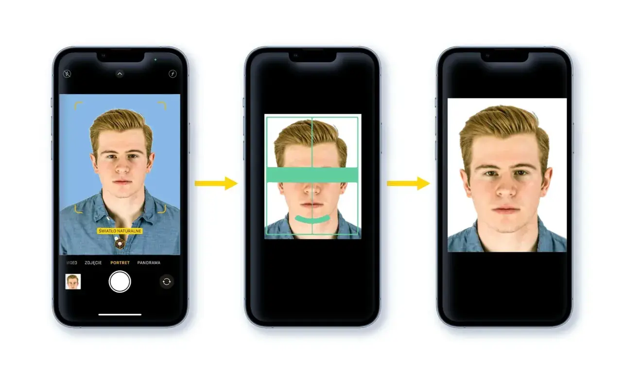 Proces tworzenia idealnych zdjęć do dowodu na telefonie.